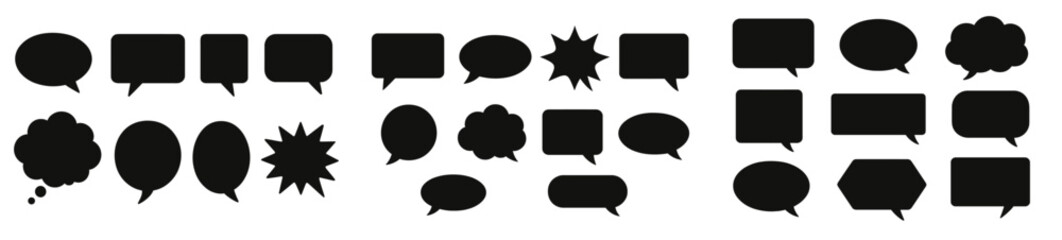 Leinwandbilder - Set of web icons featuring line style speech bubbles and communication symbols for digital design