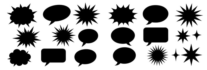 Poster - Set of web icons featuring line style speech bubbles and comic elements suitable for digital design