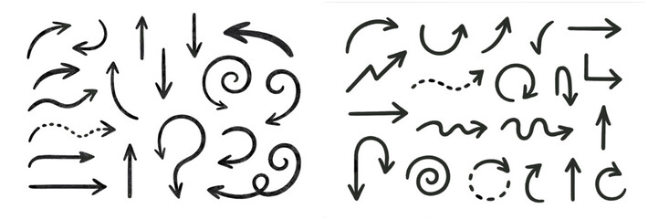Poster - Set of web icons featuring line style arrows and swirls for design projects related to navigation and movement
