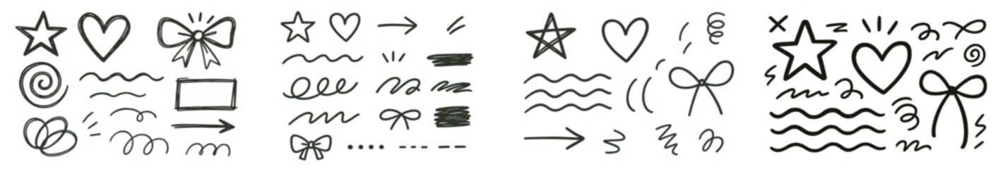 Poster - Collection of web icons featuring line drawings of decorative elements for design and communication use