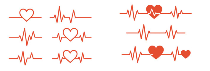 Poster - Set of web icons featuring heart and heartbeat designs, ideal for health and wellness applications or services