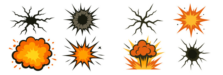 Aufkleber - Vector set of explosion and blast icons designed in line style for various applications including websites and apps