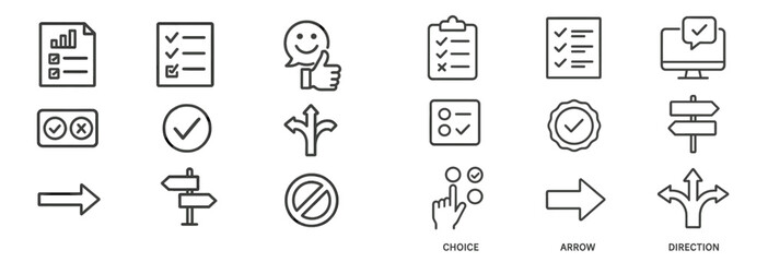 Leinwandbilder - Collection of web icons showcasing various line designs for navigation and user interaction