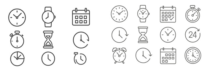 Leinwandbilder - Collection of simple line icons representing various time-related concepts and tools for web design