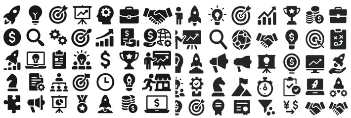 Fototapete - Collection of line style web icons representing various concepts for digital communication and business interactions