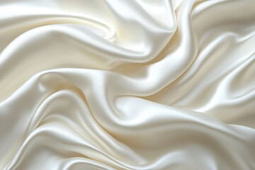Aufkleber - Elegant white silk fabric flows smoothly, showcasing soft waves and luxurious texture for design inspiration