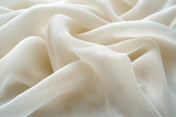 Leinwandbilder - Soft white fabric draped elegantly across a surface, showcasing delicate texture and light flow