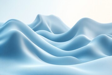 Poster - Soft blue fabric waves create a serene and tranquil visual effect in a minimalist setting during daylight
