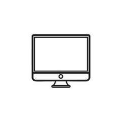 Simple computer monitor line icon. Technology, desktop, office, work, and digital display symbol. Minimalist vector illustration.
