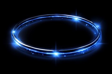 Poster - Bright blue light ring illuminates the dark background with sparkling stars and ethereal glow