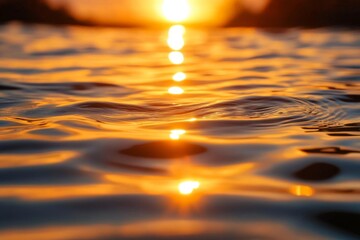 Poster - Sunset reflections on water create a calming atmosphere in a serene environment during evening hours
