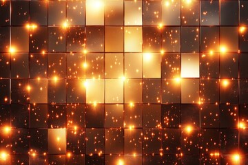 Aufkleber - Sparkling golden tiles create an eye-catching background with shimmering lights and warmth in a reflective pattern