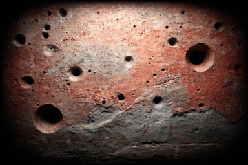 Aufkleber - Rugged textural surface with circular holes and painted colors in a dimly lit environment
