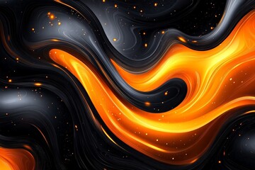 Poster - Swirling patterns of vibrant orange and deep black create a mesmerizing abstract design with a sense of movement and energy