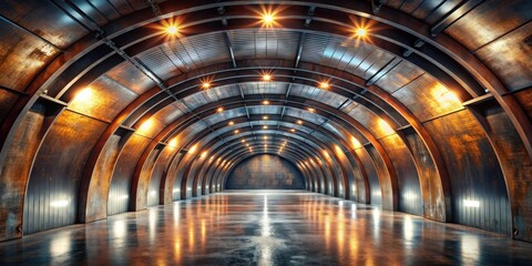 Fototapete - Illuminated Industrial Archway Corridor A Modern Architectural Interior