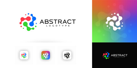  Fluid movement logo organic shape, evokes creativity, innovation, biotech, creative app, tech startup, media. Vector logotype