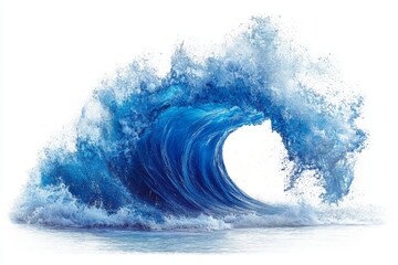 Aufkleber - Powerful ocean wave crashing in vibrant blue shades during daylight