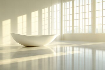 Aufkleber - Spacious modern bathroom featuring a freestanding tub with natural light streaming through large windows
