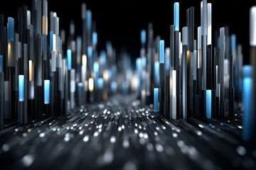 Aufkleber - Digital landscape showcasing vibrant vertical structures in a futuristic abstract setting
