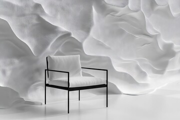 Poster - Modern minimalist chair against textured white wall in contemporary interior space showcasing elegant design