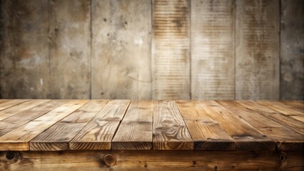 Aufkleber - Rustic Wooden Tabletop Against a Weathered Wooden Wall Background, Ideal for Product Displays or Mockups