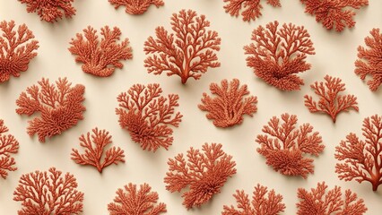 Leinwandbilder - Copper-toned botanical flatlay a symmetrical arrangement of ornate, textured plant forms against a neutral backdrop