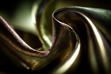 Aufkleber - Close up of shimmering fabric displaying elegant folds and rich colors in soft lighting