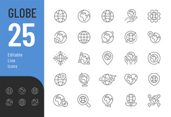 globe line editable icons set. vector illustration in modern thin line style of earth related icons: