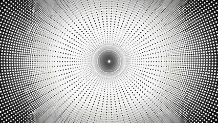 Fototapete - Abstract Black and White Circular Dot Pattern Design with a Central Focus