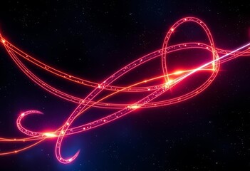 Wall Mural - intertwined glowing cosmic tubes form abstract patterns against a dark space background, backdrop, c