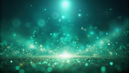 Poster - Enchanted Teal Glitter Background Shimmering Particles and Sparkling Lights