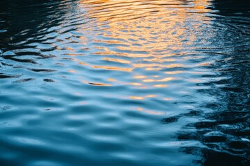 Poster - Sunset reflections on calm water surrounded by gentle ripples