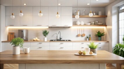 Aufkleber - Modern Kitchen Island with Light Wood Countertop and Minimalist Decor