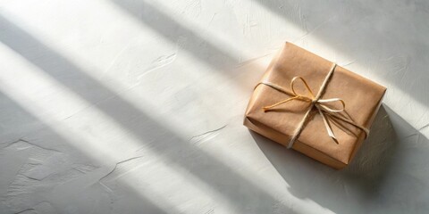Poster - Sunlit Rustic Gift Package with Simple String Bow