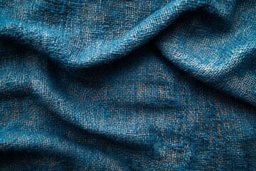 Aufkleber - Textured blue fabric draping elegantly in soft waves, showcasing the intricate weave and deep hue, perfect for fashion or decor projects
