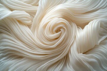 Leinwandbilder - Textured white fabric swirling in intricate patterns, showcasing delicate folds and soft light, perfect for design inspirations