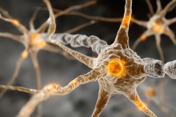 Aufkleber - Exploration of neural networks showcasing interconnected neurons under microscopic view