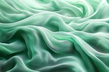 Leinwandbilder - Soft green fabric undulating gracefully in natural light creating a serene atmosphere for textile enthusiasts