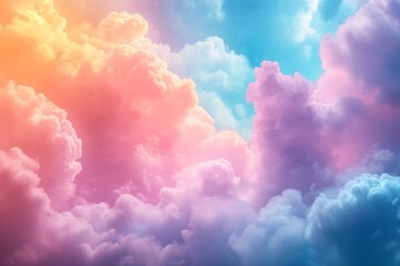 Poster - Vibrant clouds creating a stunning sky spectacle at sunset with shades of pink, orange, and blue blending together beautifully
