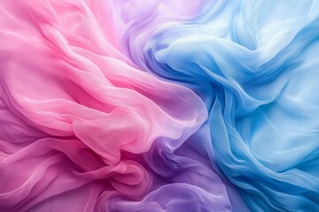 Leinwandbilder - Swirling pastel fabrics in shades of pink and blue create an enchanting visual display of softness and movement