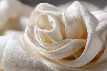 Poster - Delicate cream rose with soft petals in close-up showcasing intricate details and textures during daylight
