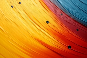 Aufkleber - Swirling strokes of red, yellow, and blue create an expressive abstract work adorned with small black musical symbols, enhancing the vibrant composition