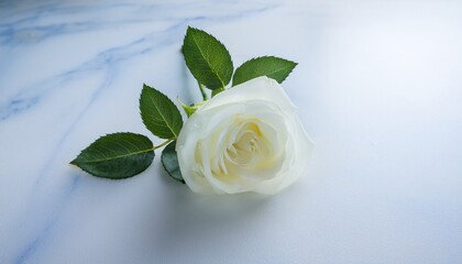 Wall Mural - single white rose on white surface