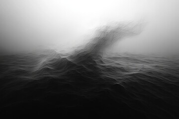 Aufkleber - Dynamic waves in a misty ocean landscape at dawn create a captivating and surreal atmosphere