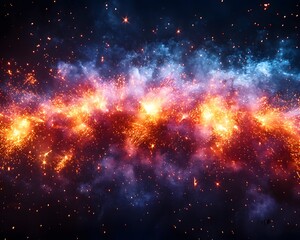 Wall Mural - Vibrant cosmic fireworks explosion against a dark night sky