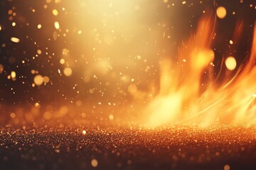 Aufkleber - Close-up view of glowing embers and flickering flames against a dark backdrop, showcasing intense orange and yellow tones amidst deep shadows