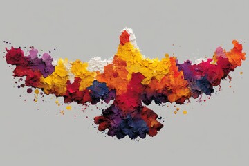 Aufkleber - Colorful bird silhouette created with vibrant splashes of paint against a light background showcasing artistic expression and creativity