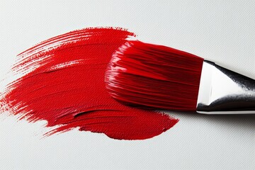 Aufkleber - Bold red brush strokes create vibrant texture on canvas in an artistic setting