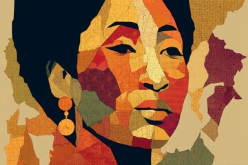 Aufkleber - Beautiful portrait of a woman showcasing vibrant colors and intricate patterns in an artistic composition