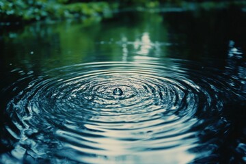 Poster - Rippling water surface reflecting nature in a tranquil pond during the afternoon